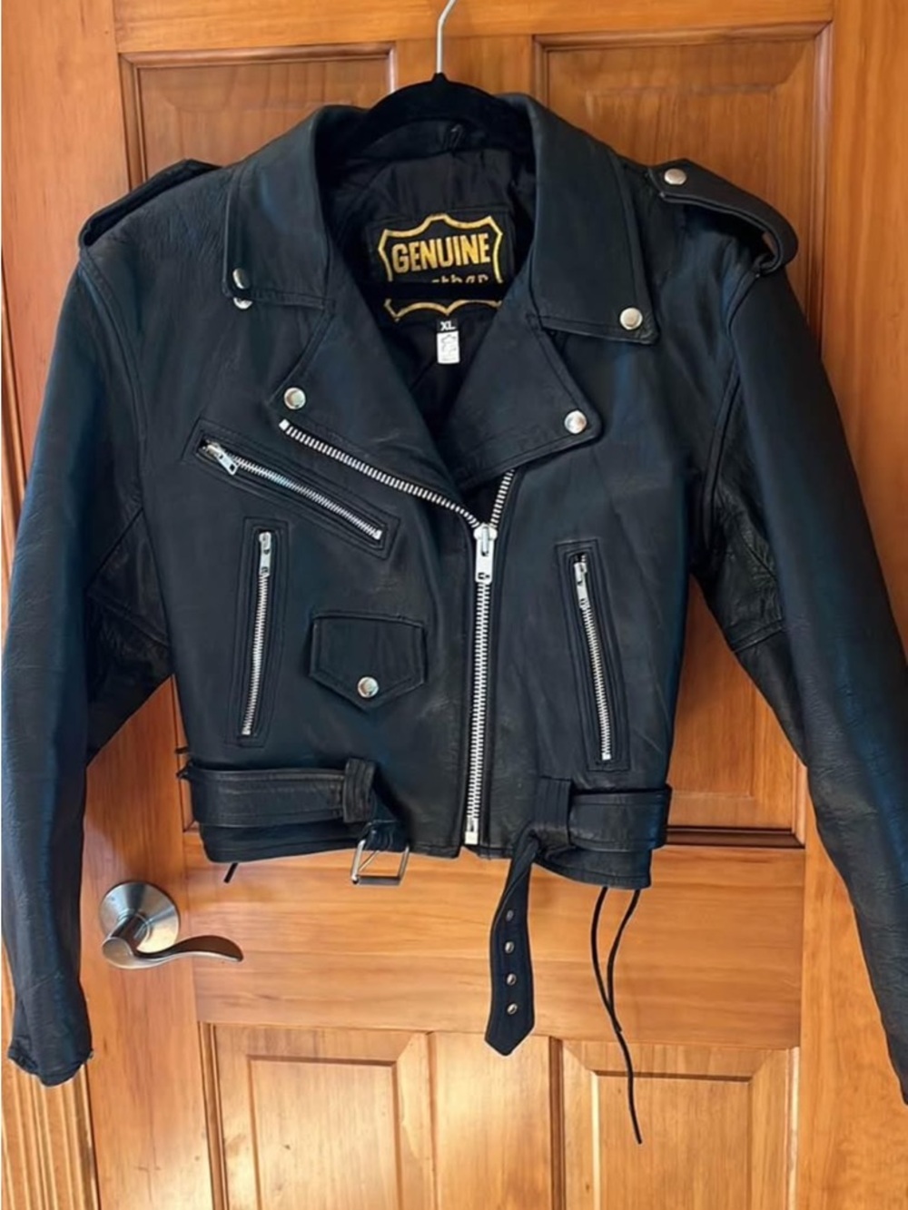 Black Leather Biker Jacket - Women's